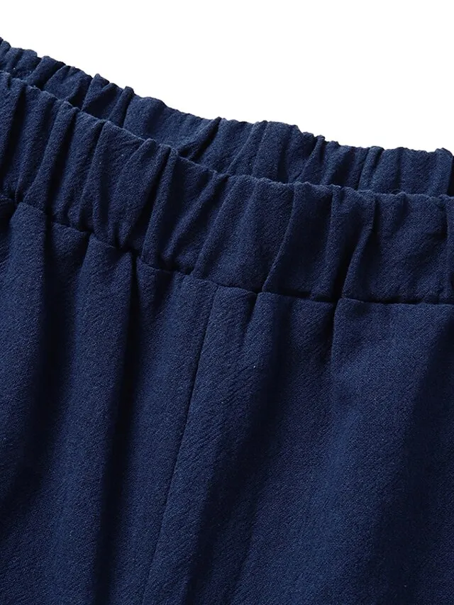 Women's Chinos Capri shorts Baggy Solid Color Pocket Baggy Calf-Length Micro-elastic Sporty Casual Daily Vacation Black Navy Blue L XL Spring Fall