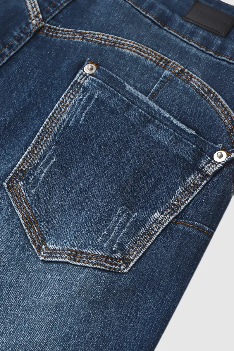 Ripped Roll Up Hem Capris Jeans