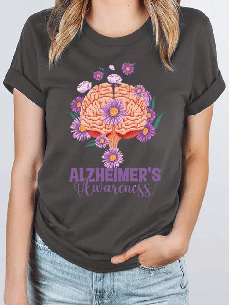 Women's I Will Remember For You Dementia Alzheimer's Disease Awareness Print T-Shirt