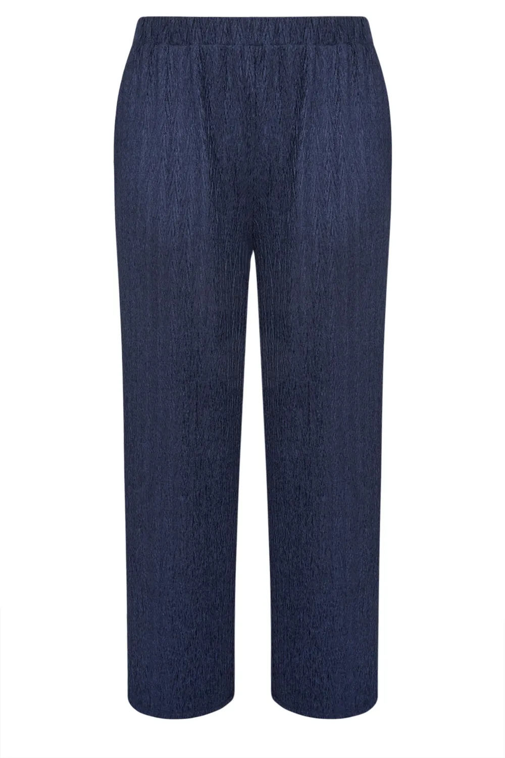 YOURS Curve Pink Crinkle Plisse Wide Leg Trousers