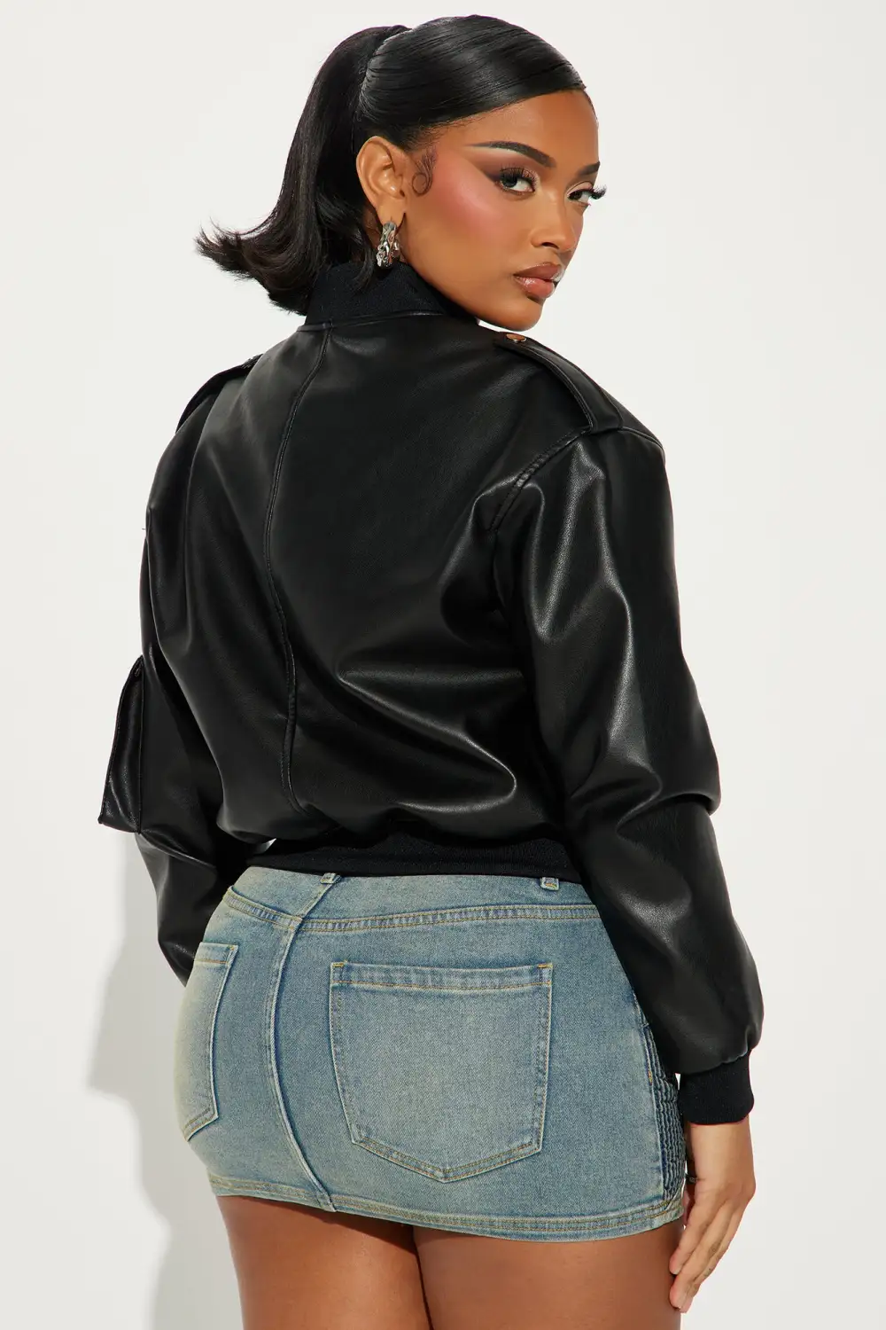 Gotta Have It Faux Leather Bomber Jacket - Black