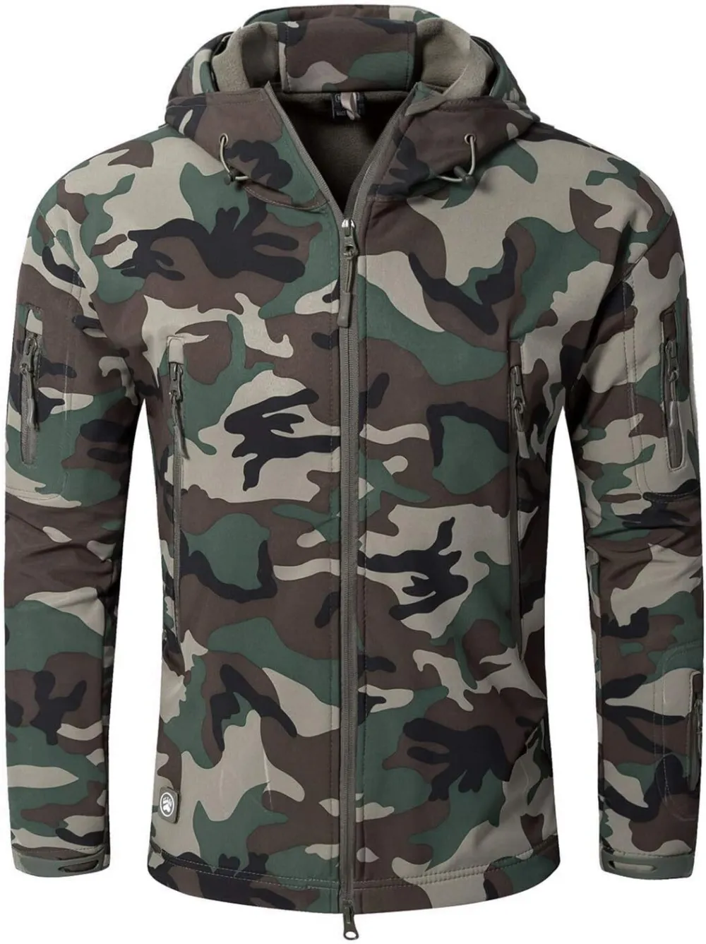 Men's Military Tactical Jackets Softshell Winter Warm Fleece Hooded Coat Outdoor Hiking Hunting Jacket