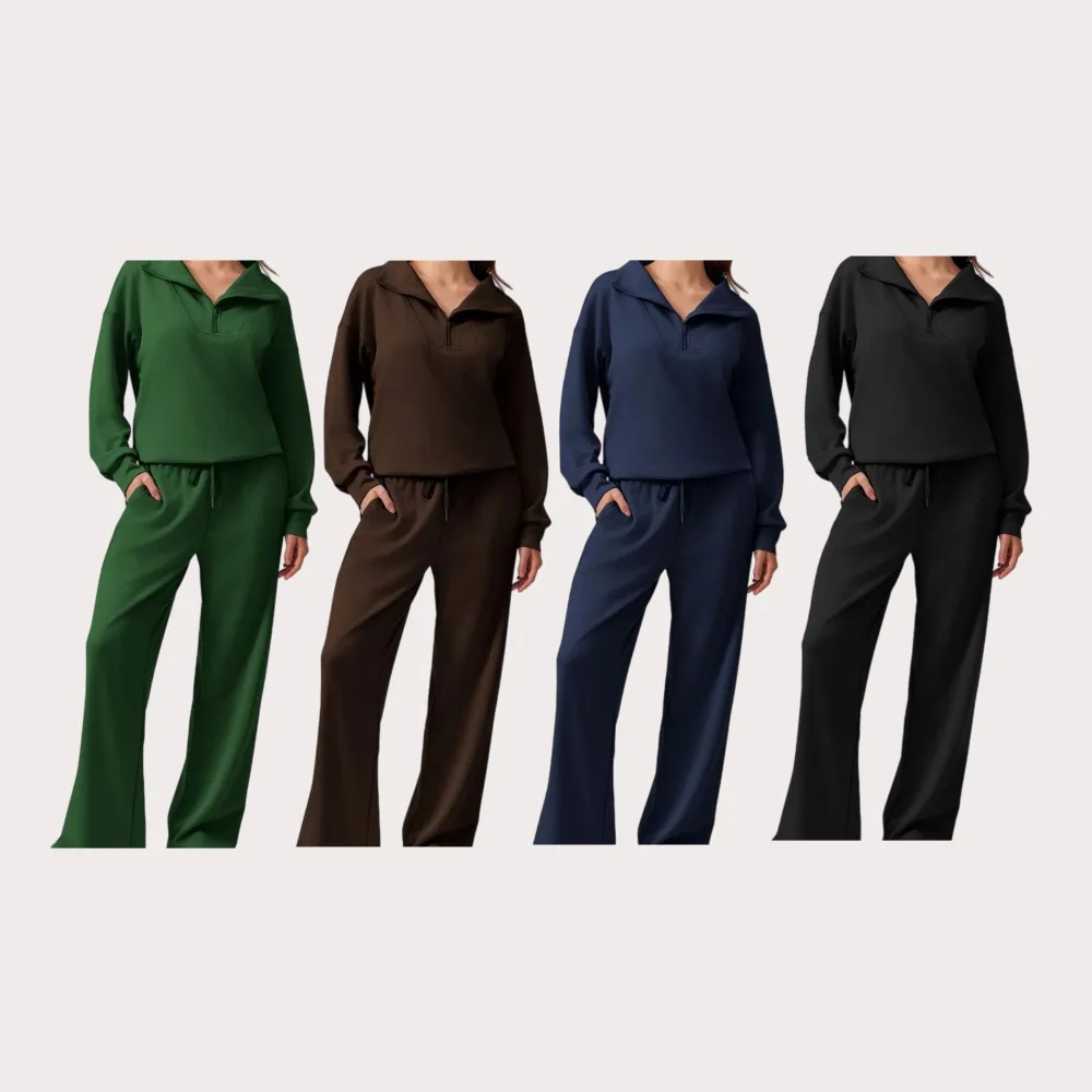 Women's 2-Piece Sweatsuits Set Long Sleeve Half Zip Pullover Sweatshirt Joggers Pants