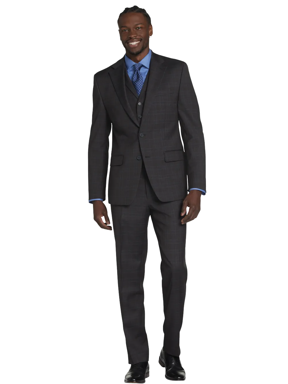 Michael Strahan Classic Fit Wool Blend Plaid Suit Jacket