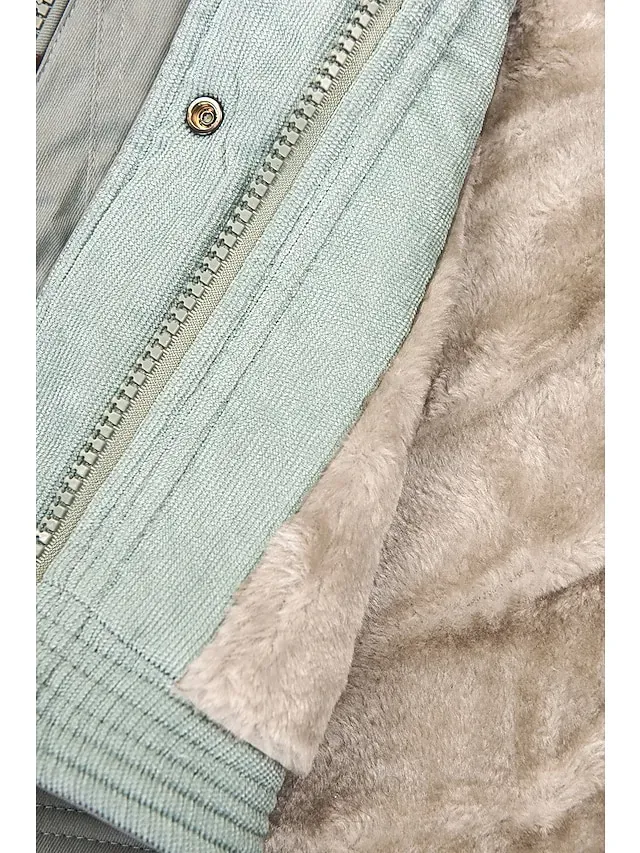 Women's Winter Jacket Parka Warm Street Casual Daily Casual Daily Zipper Button Fleece Lined Zipper Hoodie Casual Street Style Plain Regular Fit Outerwear Long Sleeve Fall Winter Black Green Dark Blue