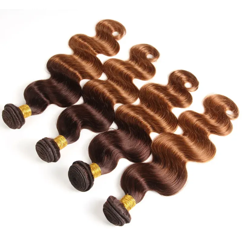 Sterly T4/30 Colored Ombre Body Wave Human Hair Bundles With 13×6 Lace Frontal