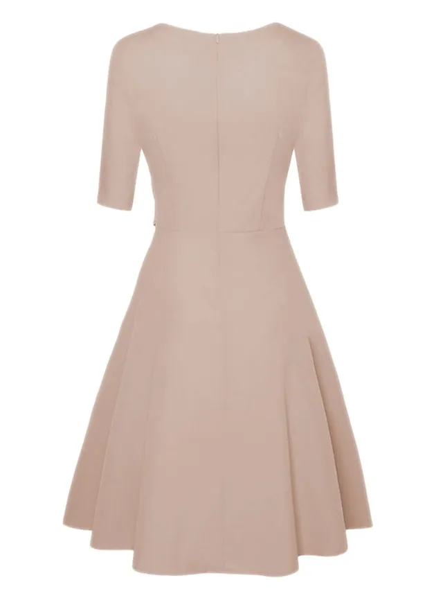 Women's A Line Dress Knee Length Dress Dark Green Navy Blue Beige 3/4 Length Sleeve Pure Color Lace up Fall Spring Round Neck Stylish Elegant Casual Party Slim 2023 S M L XL XXL