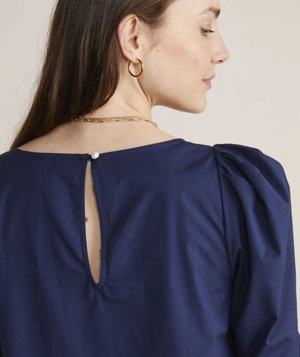 Poplin Puff-Sleeve Top