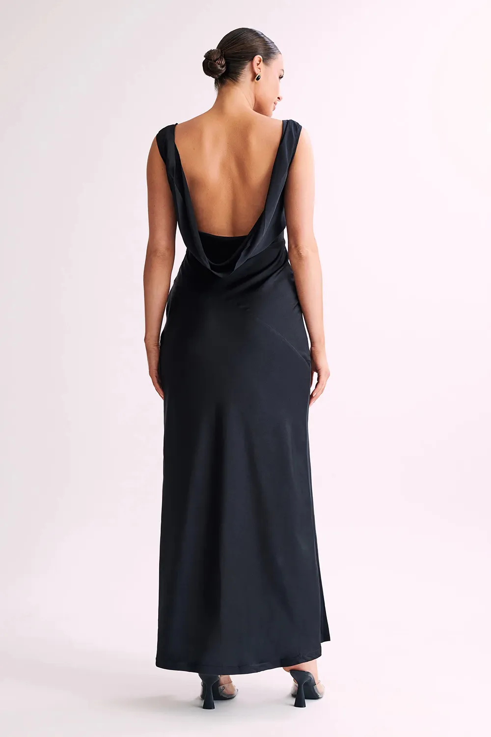 Maxi Satin Dress With Back Cowl