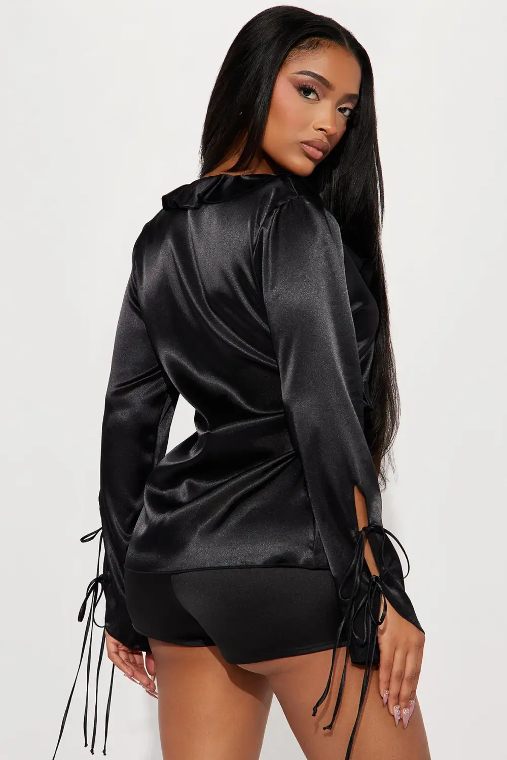 Sweet Attitudes Satin Top - Black