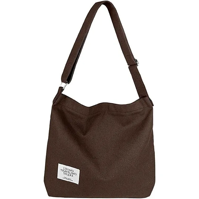 Canvas Tote Bag For Women Retro Large Size Canvas Shoulder Bag Hobo Crossbody Handbag Casual Tote For Shopping And Travel