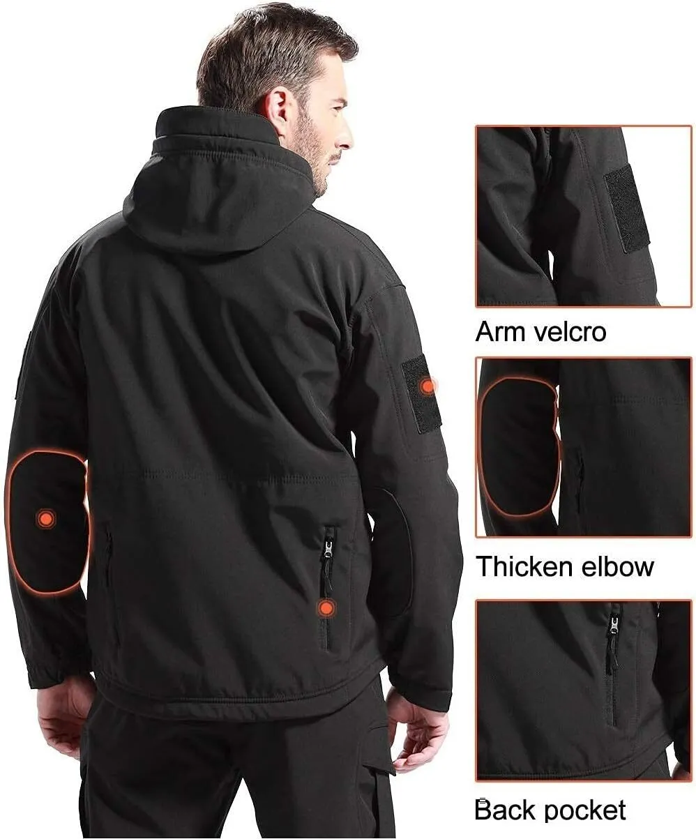 Men's Military Tactical Jackets Softshell Winter Warm Fleece Hooded Coat Outdoor Hiking Hunting Jacket