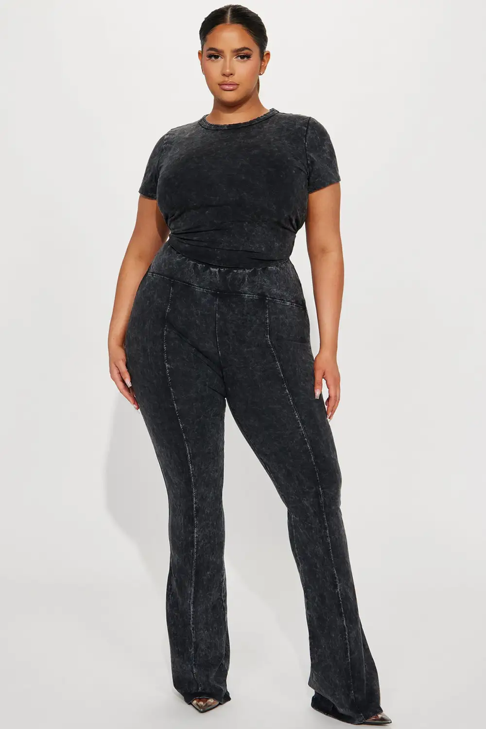 Hear Me Out Mineral Wash Pant Set - Black