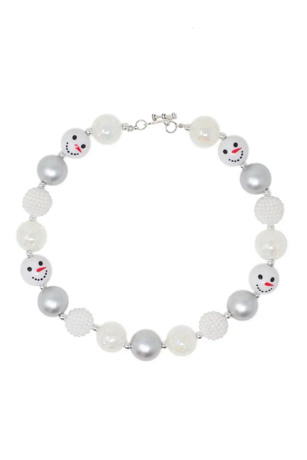 Silver Snowman Bubblegum Necklace
