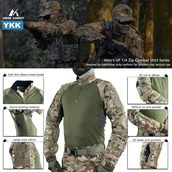 Combat Top Multicam Airsoft Shirt Seamless Long Sleeve Shirt with Shoulder Cushion Military Surplus