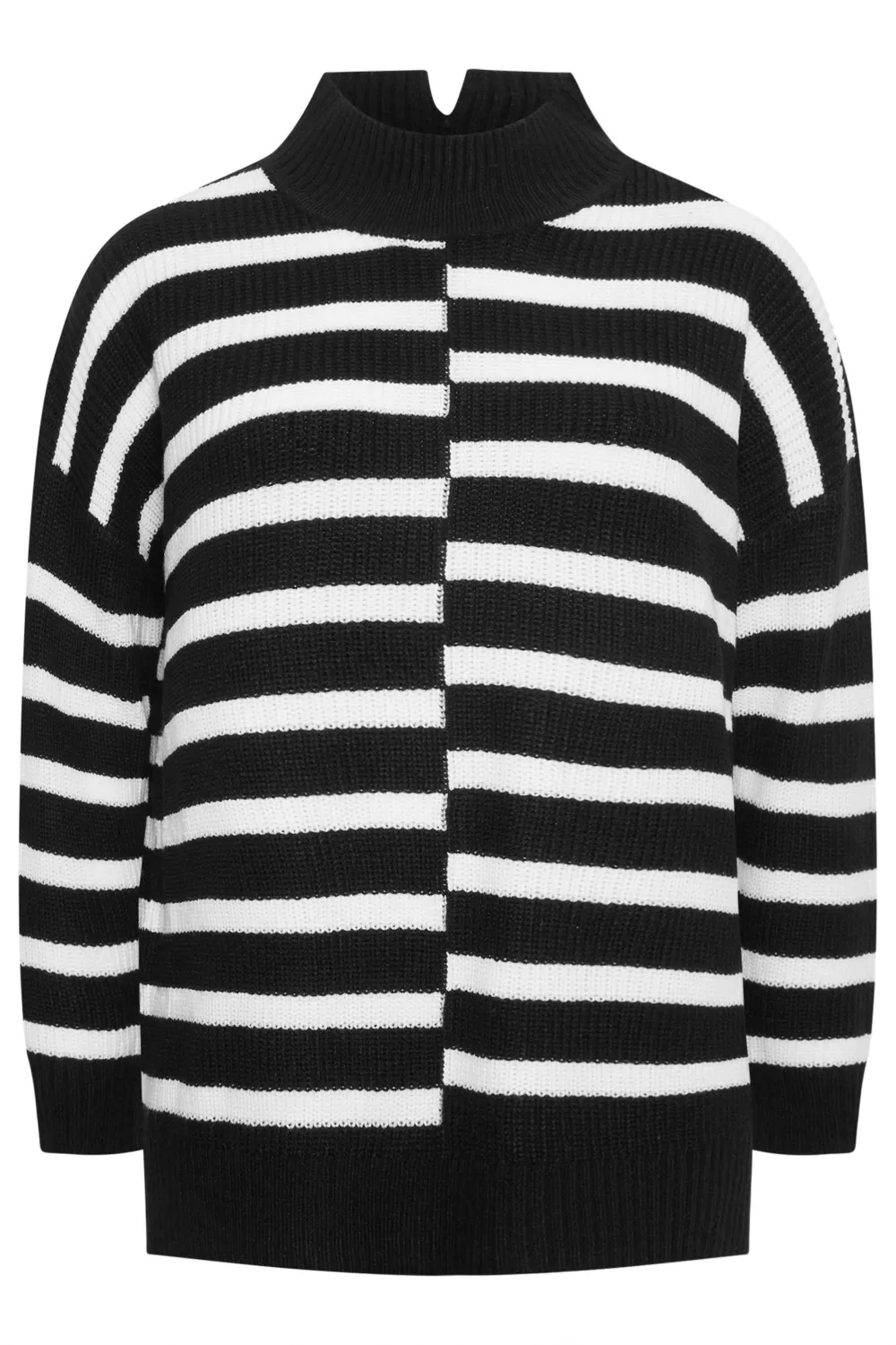 YOURS Curve White Contrast Stripe Turtle Neck Jumper