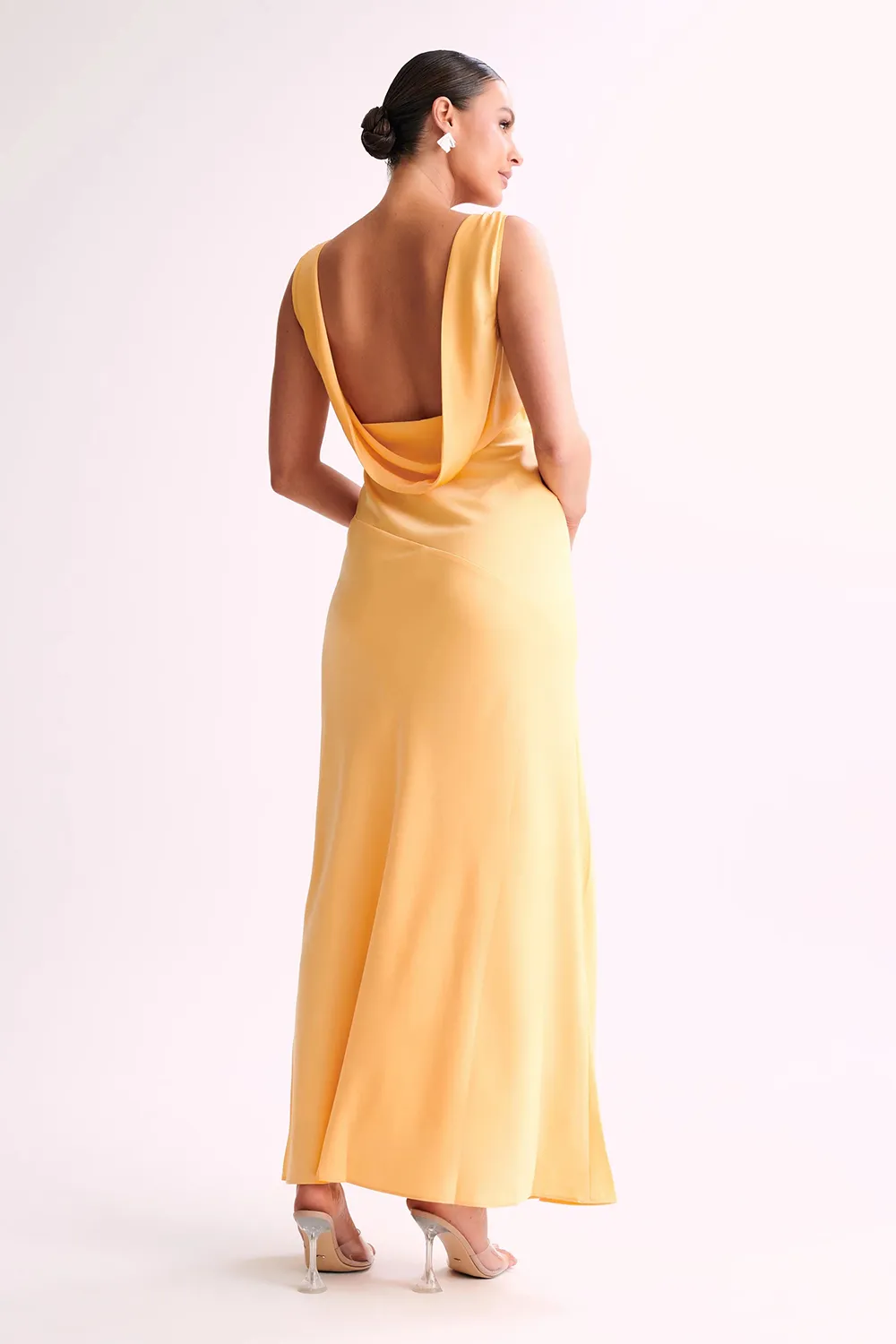 Maxi Satin Dress With Back Cowl - Emerald