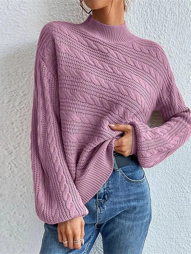 Women's Knit Knitted Pure Color Stylish Casual Sweater