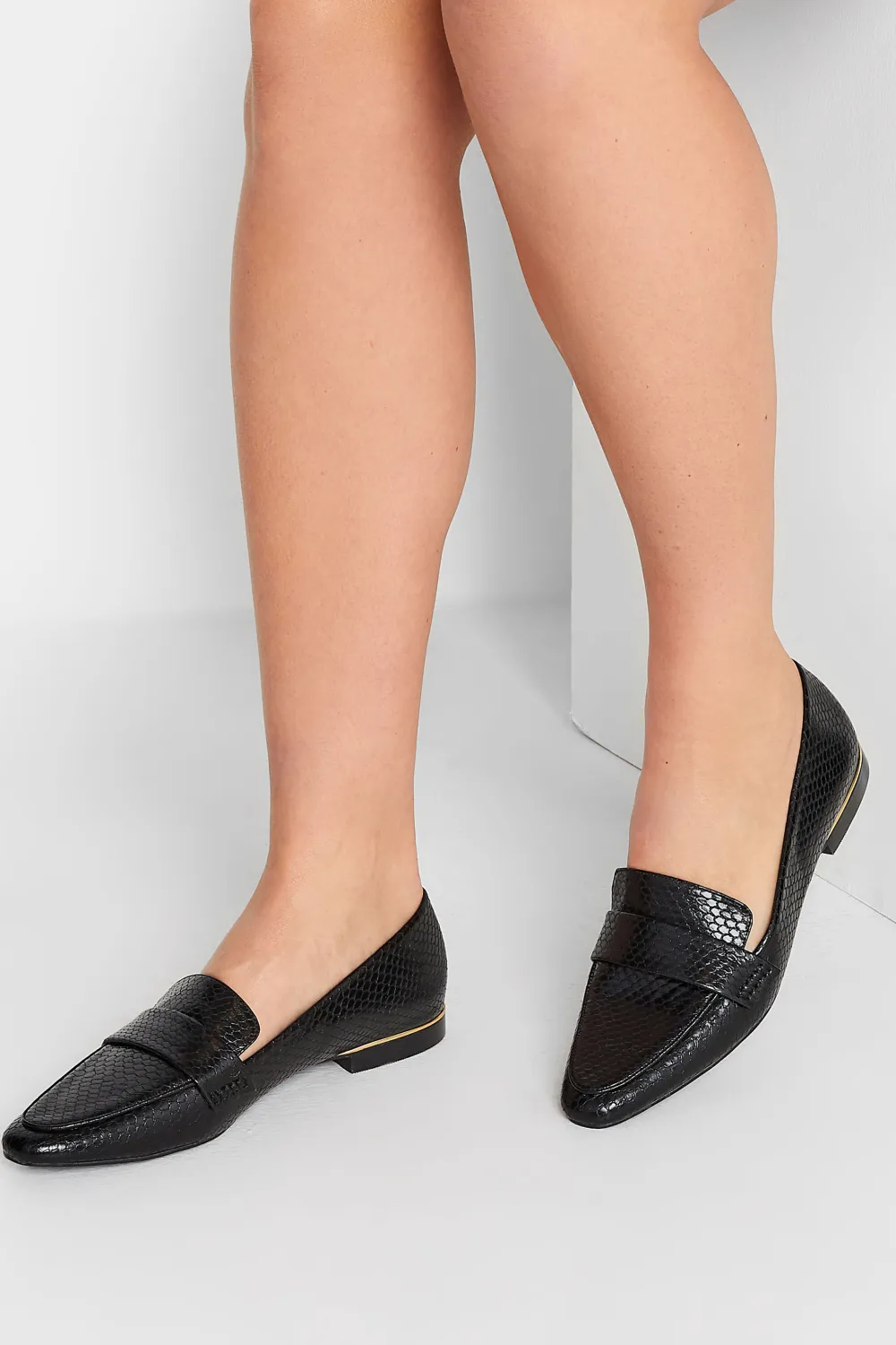 LTS Black Metal Trim Loafers In Standard Fit