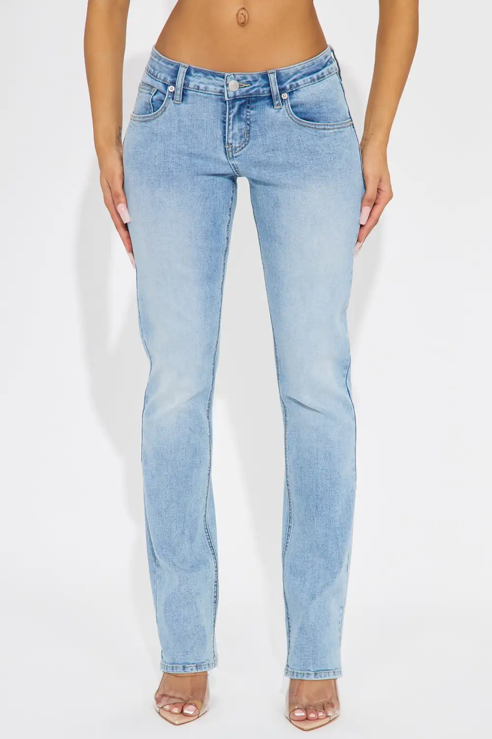Lowest Of The Low Stretch Slim Straight Leg Jeans - Light Wash