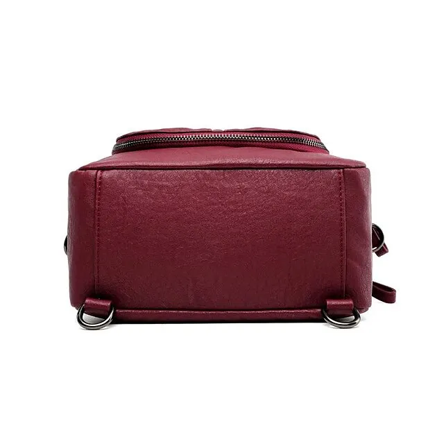 Women's Crossbody Bag Shoulder Bag PU Leather Shopping Daily Zipper Adjustable Breathable Durable Solid Color Wine Black
