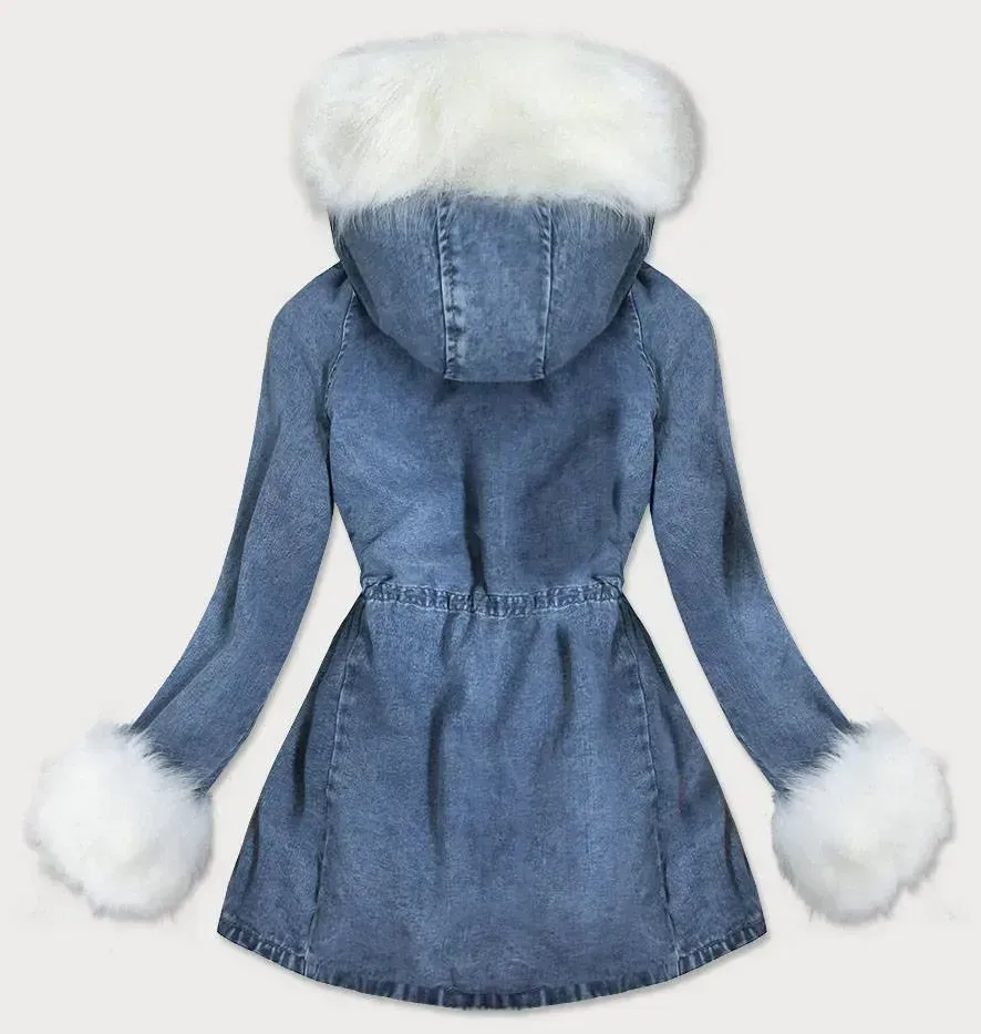 Denim jacket with fur