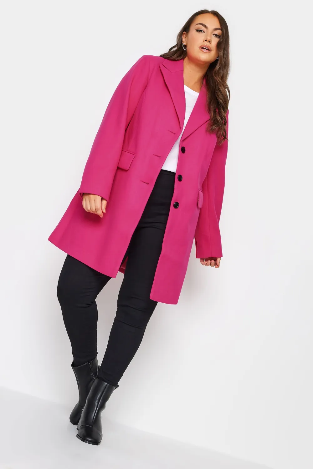 YOURS Curve Pink Midi Formal Coat
