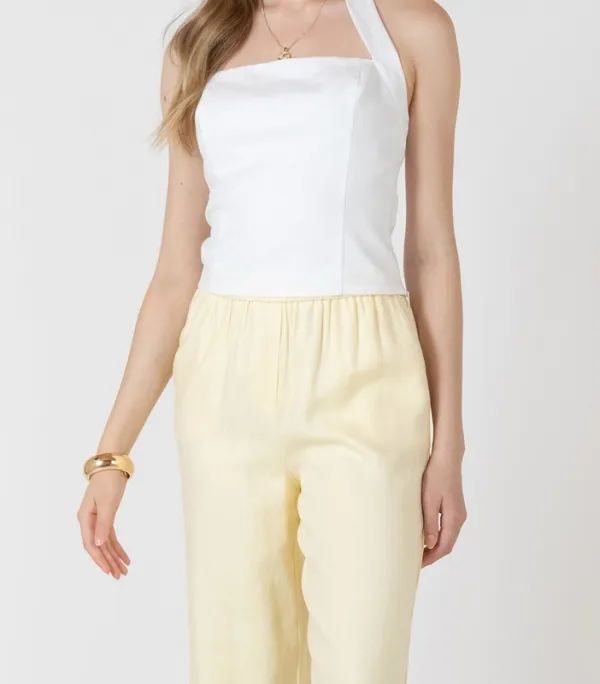 Linen Blend Halter Tank Top
