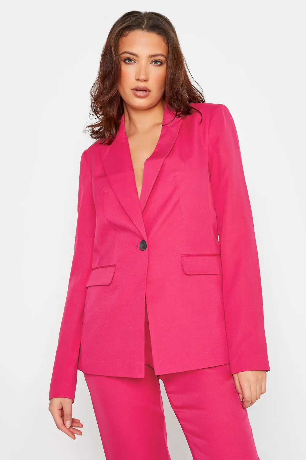 LTS Tall Dark Pink Scuba Crepe Blazer