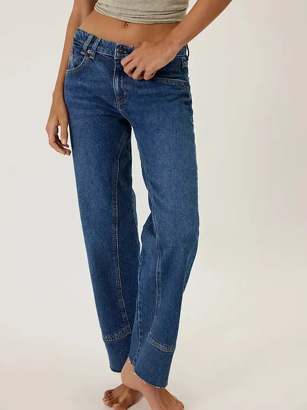 Mid-Rise Straight Leg Denim Jeans