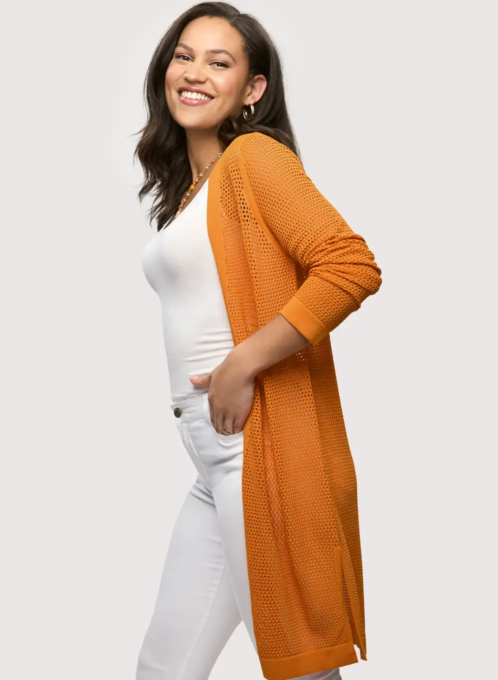 Openwork Long Cardigan