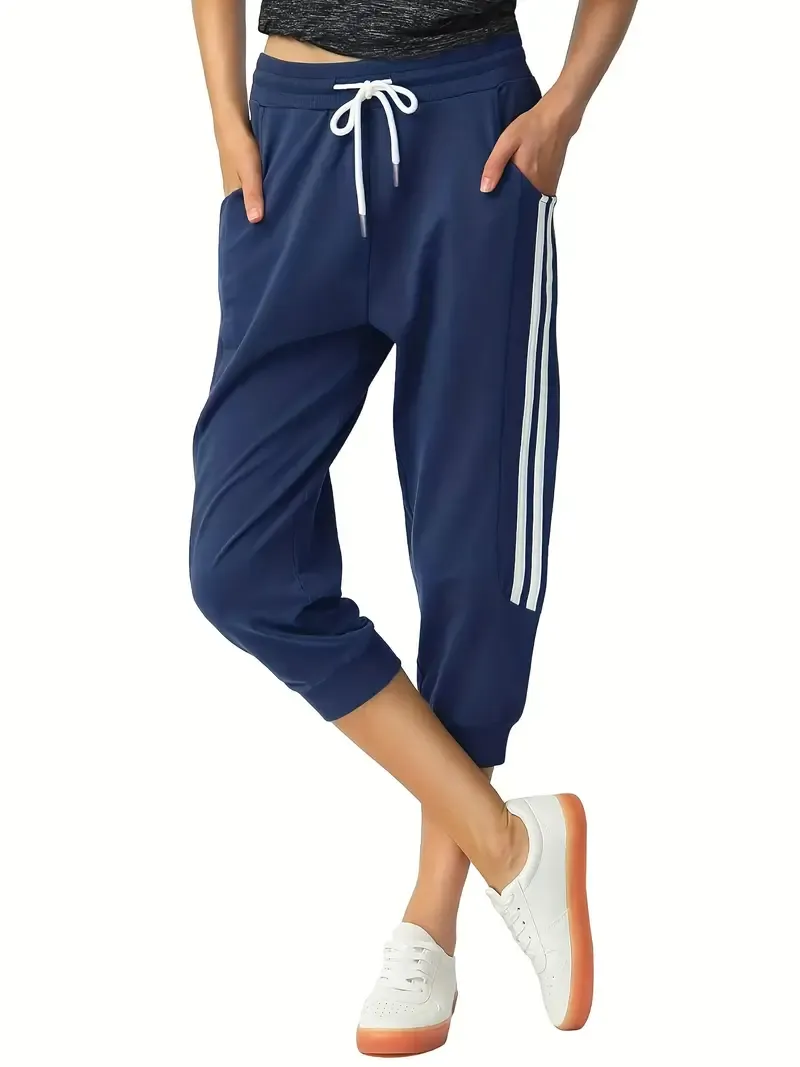 Women's Athletic Capri Pants - Casual Sports Running Yoga Fitness
