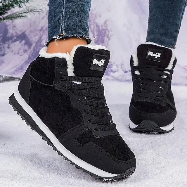 Women's Sneakers Boots Snow Boots Plus Size Comfort Shoes Outdoor Work Daily Flat Heel Round Toe Fashion Sporty Classic Running Walking Faux Suede Lace-up Solid Color
