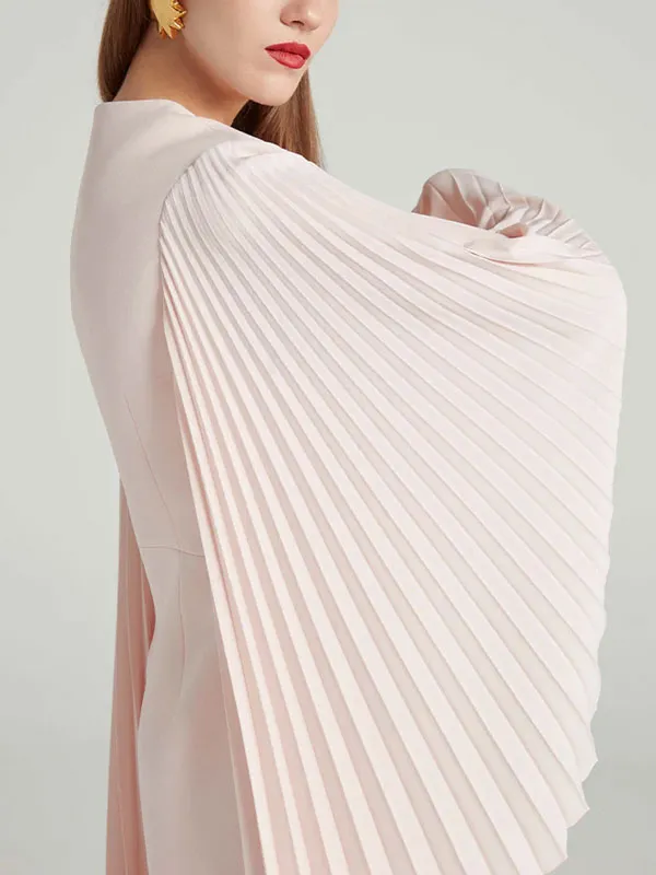 Chiffon pleated sleeve wide leg pants ladies set