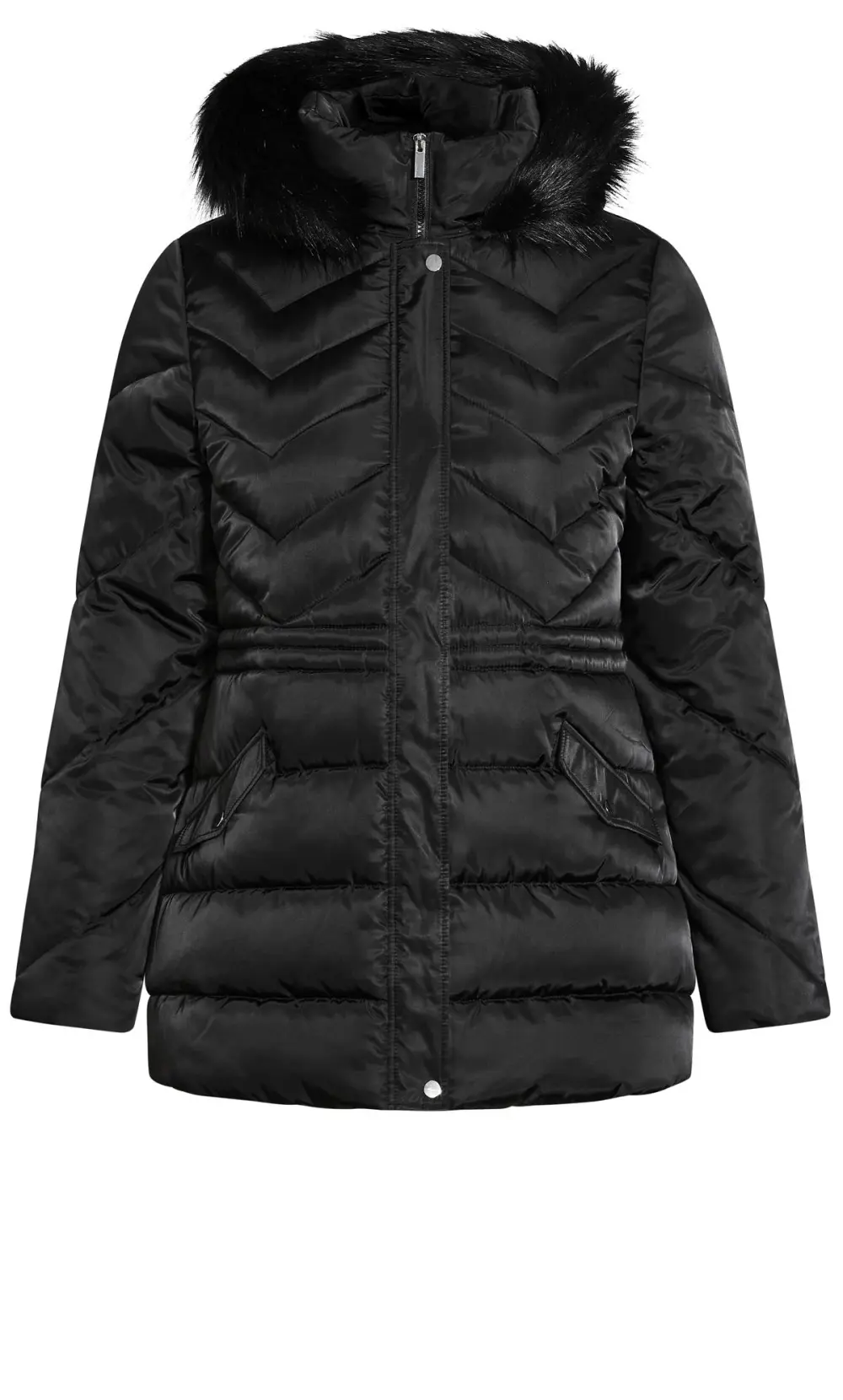 Evans Black Panelled Coat