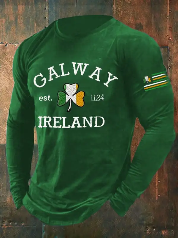 Men's Retro Galway Ireland Saint Patrick's Day Print T-Shirt