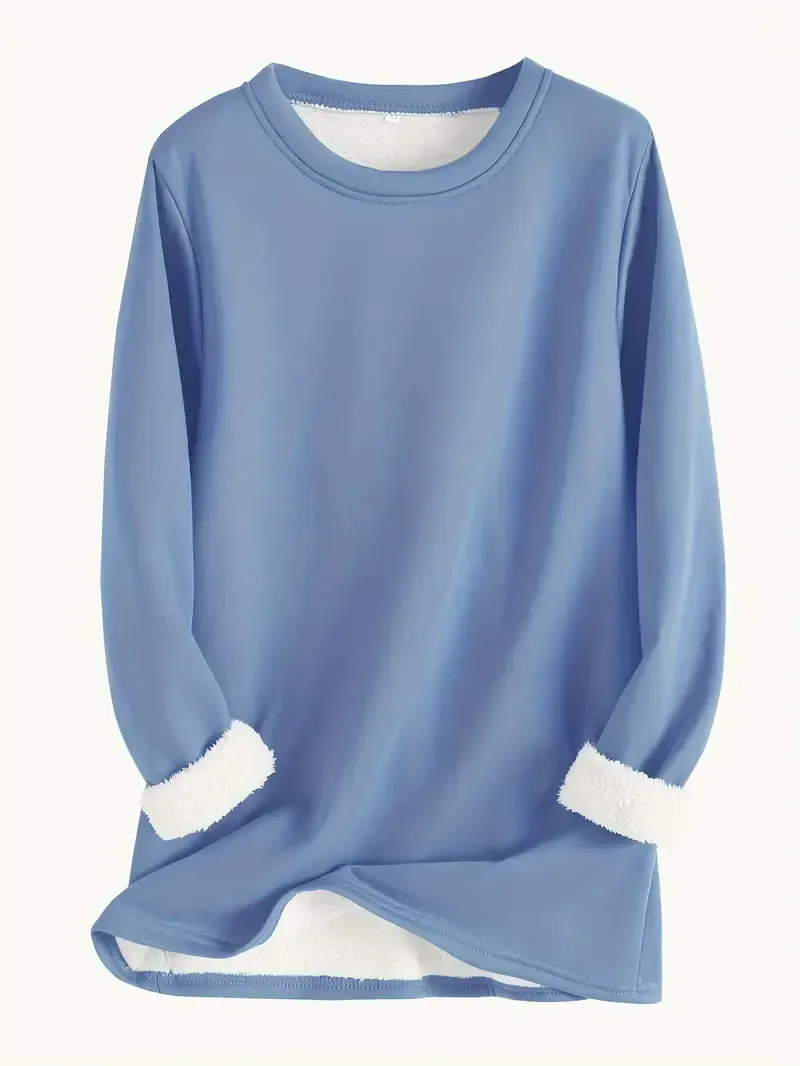 Luxurious Black & White Fleece-Lined Clothing Set for Women - Cozy Long Sleeve Crew Neck Top & Drawstring Joggers, Soft Polyester, Machine Washable - Perfect for Autumn/Winter Comfort, Relaxed Clothing Set|Middle Eastern Style|Polyester Knit Fabric, Ladie