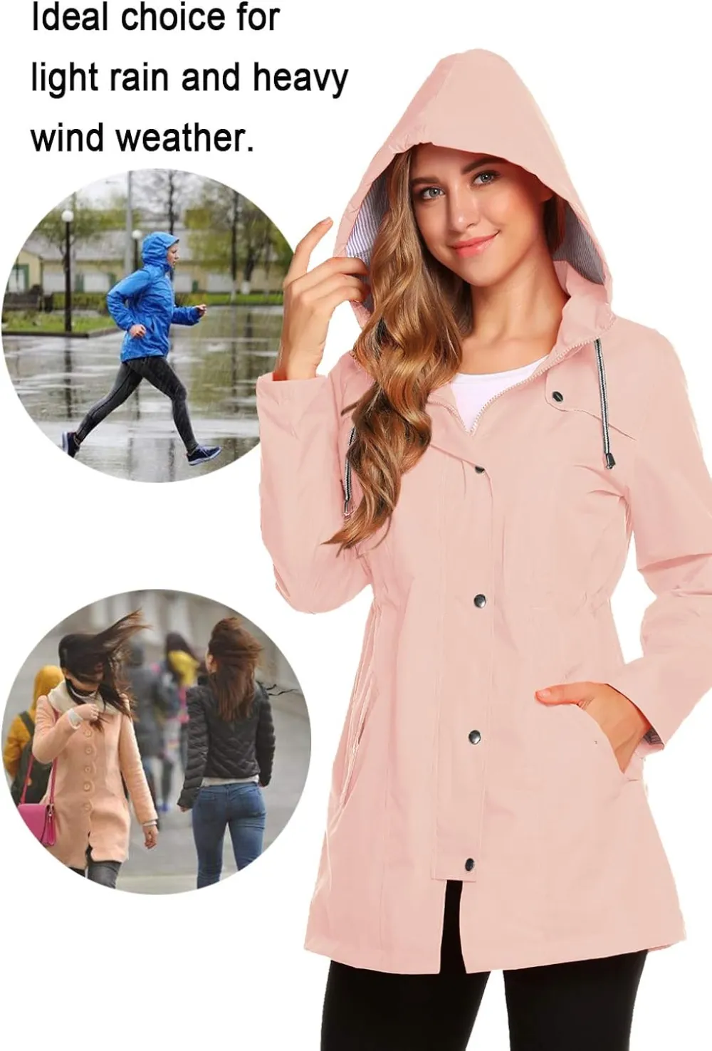 Womens Lightweight Hooded Waterproof Active Outdoor Rain Jacket S-XXL