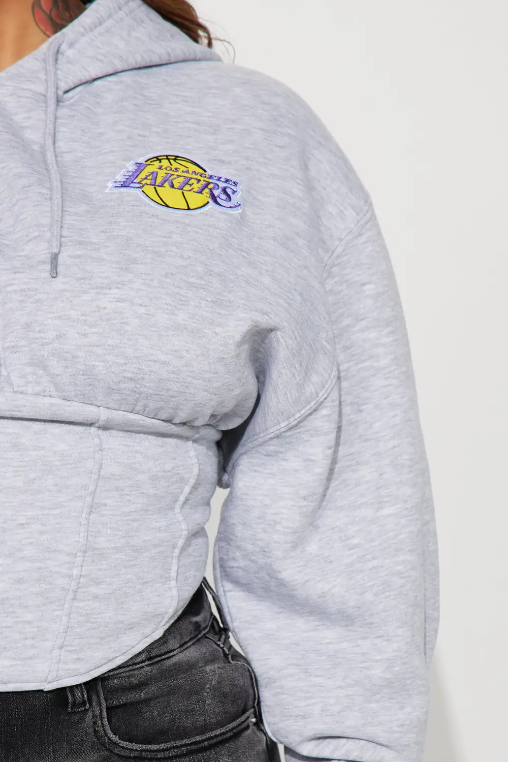 Lakers Home Team Corset Hoodie - Heather Grey