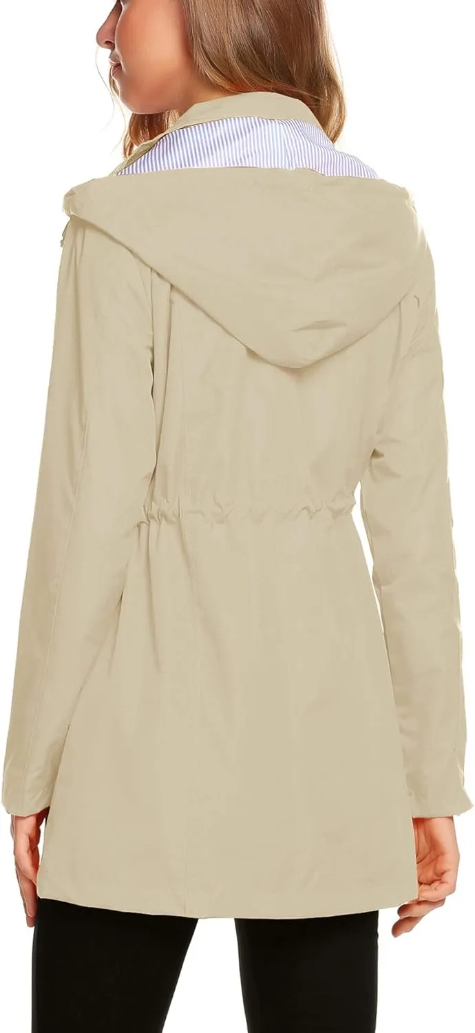 Womens Lightweight Hooded Waterproof Active Outdoor Rain Jacket S-XXL