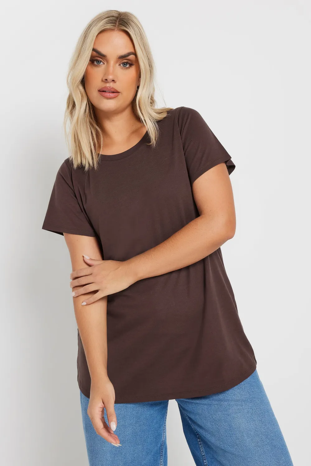 YOURS Curve Chocolate Brown Short Sleeve T-Shirt