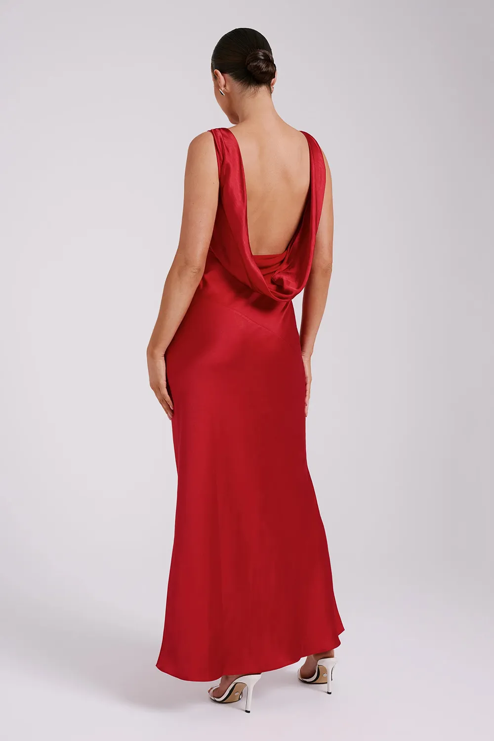 Maxi Satin Dress With Back Cowl
