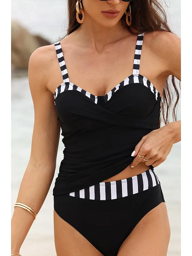 Women's Swimwear Bikini Normal Swimsuit 2 Piece Stripe Beach Wear Holiday Bathing Suits
