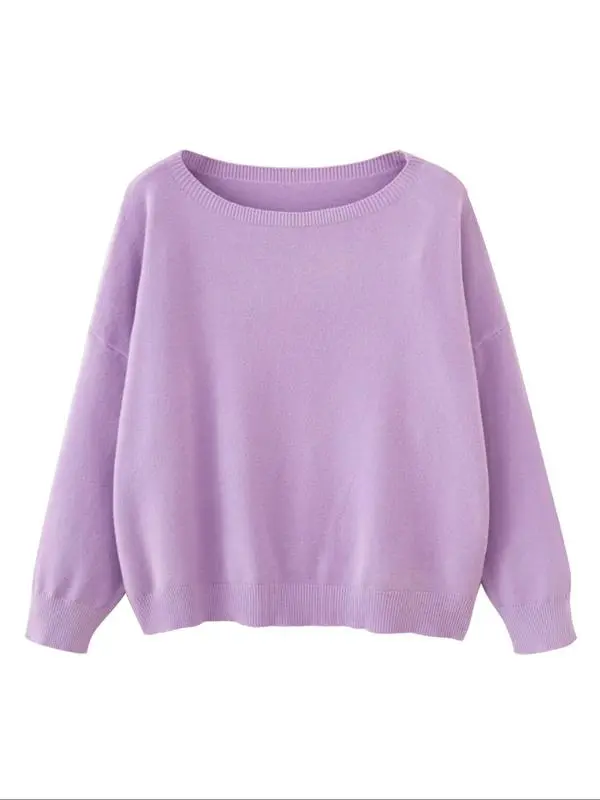 Women's Plain Scoop Neck Sweater