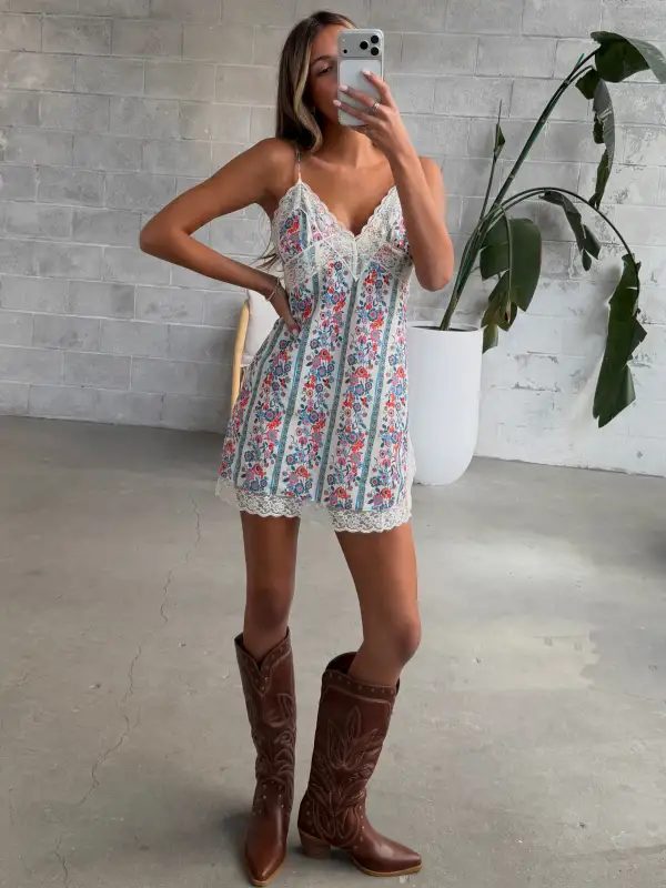 Printed Mini Slip Dress