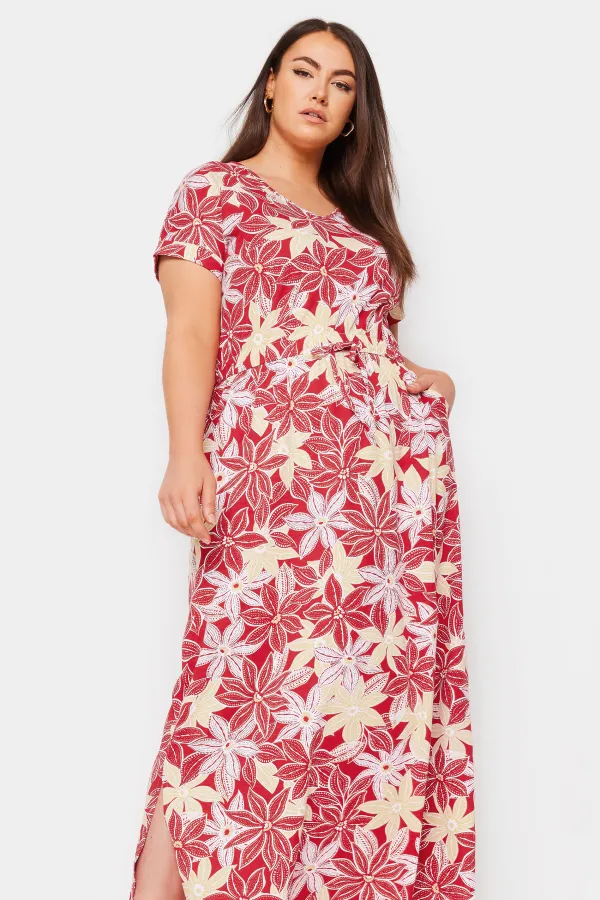 YOURS Curve Red Floral Print Maxi Dress
