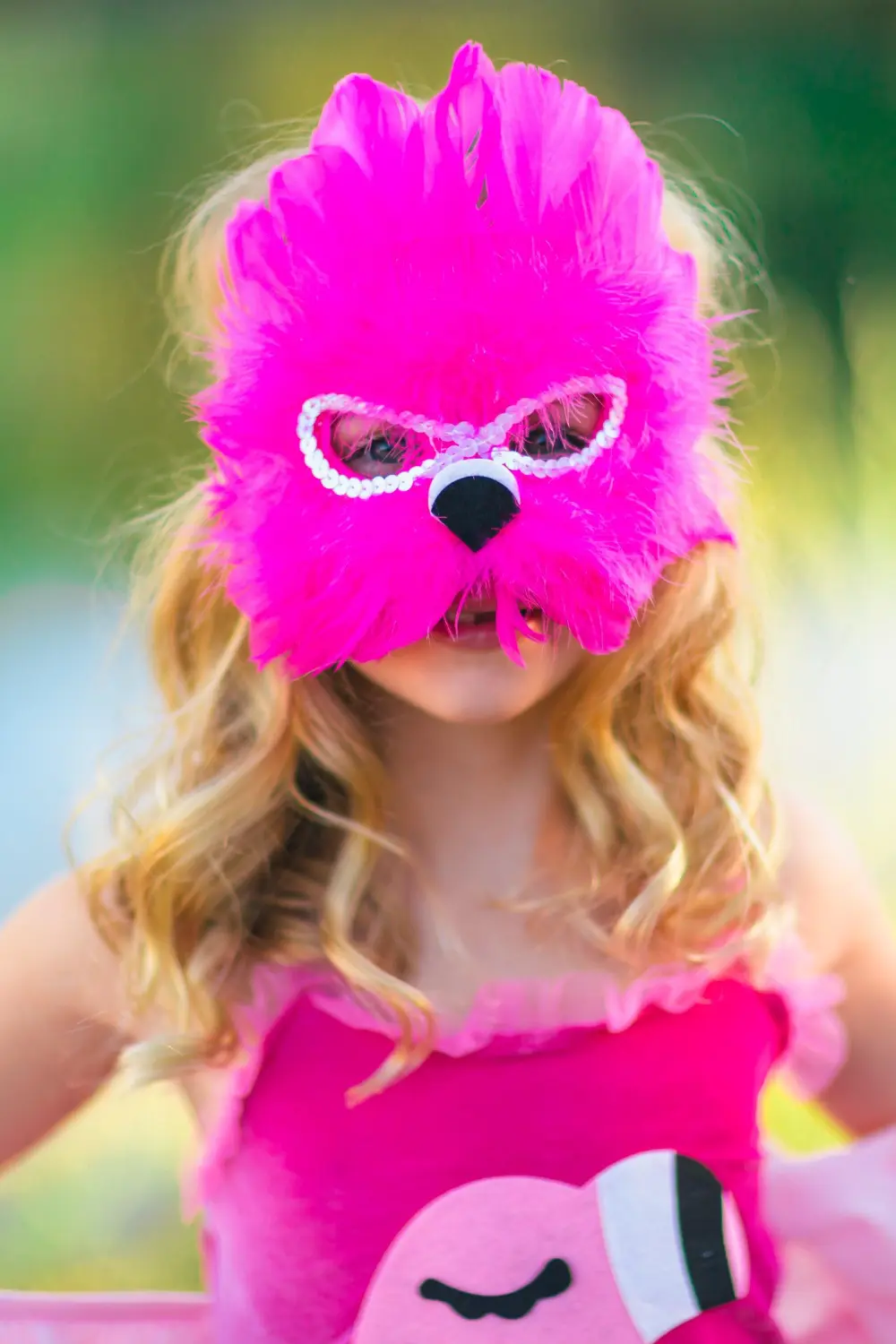 Pink Flamingo Feather Mask