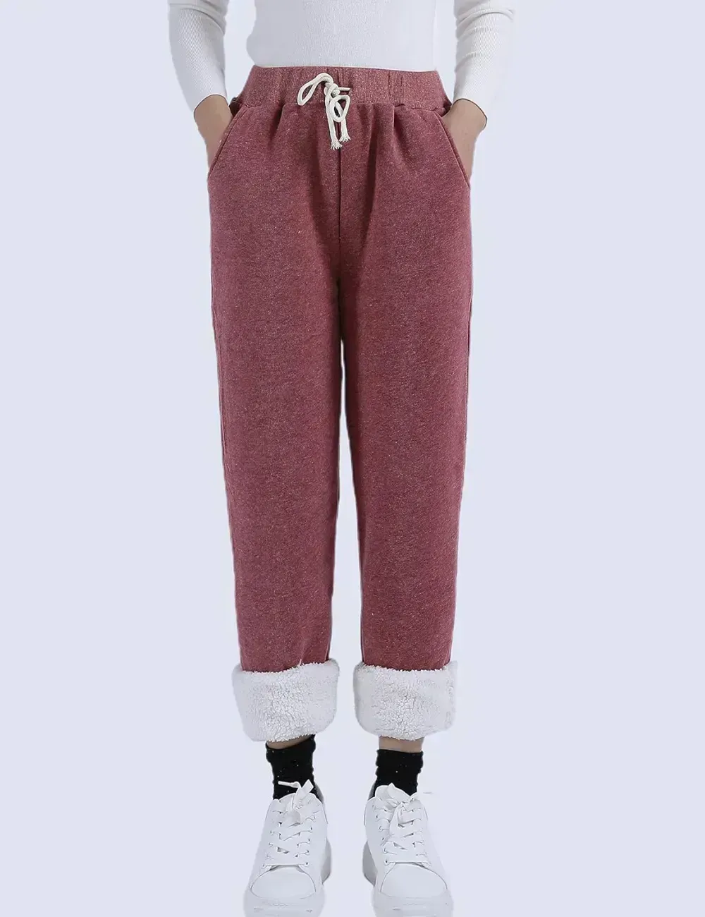 Women's Winter Warm Athletic Sweatpants Sherpa Lined Joggers Fleece Pants