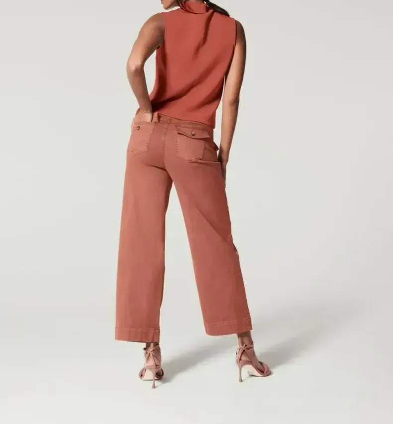 Stretch Twill Cropped Wide Leg Pant