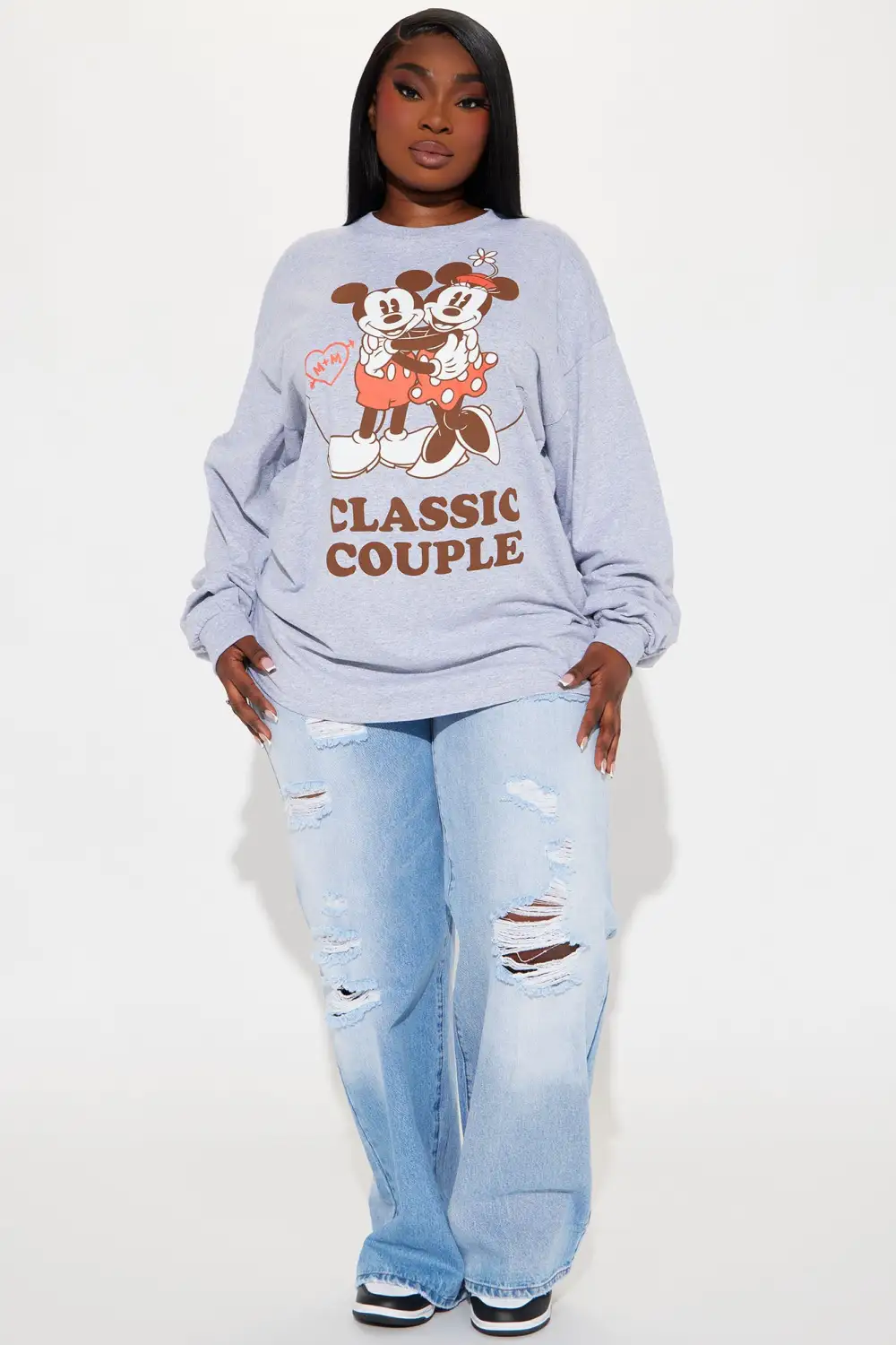 Classic Couple Long Sleeve Tee - Heather Grey